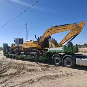Factory New 4 Axles 60 80 Ton Low Bed Semi Trailer for Heavy Machinery Steel Transport for Large Equipment Like Excavators