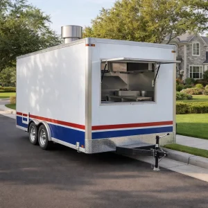 Factory OEM Custom Square Food Trailer Fully Equipped Stainless Steel Frame Mobile Coffee Candy Vending Cart GPS Tracking VIN