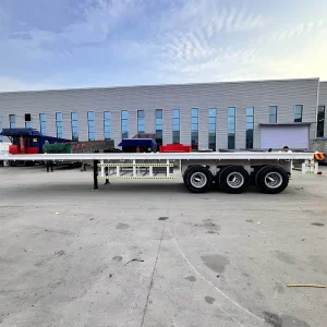 Factory Price Brand New 3 Axle 40 45ton 40ft Container Trailers Air Mechanical Suspension Flatbed Semi Truck Trailer Two Speed