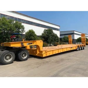 Factory Supply 4 Line 4 Axle 150 Ton 17m Steel Lowbed Semi Trailer Removable Gooseneck Lowboy Semi Trailer