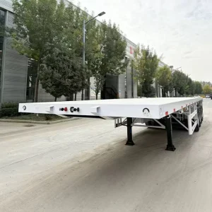 Factory Supply 40ft Steel Super Link Flatbed Container Semi Trailer For Construction Machinery Transport
