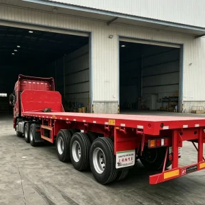 Factory direct Sale Engineering Equipment Trailer 2 Axles Mechanical Suspension 40T Flat Trailers for Container Transportation