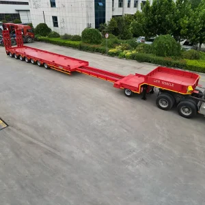 Factorydirect 8 Axle Heavy Duty Extendable Low-bed Semi-trailer with Capacity Customizable for Transporting Oversized Cargo