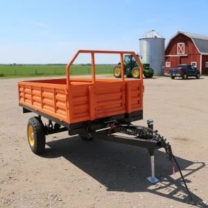 Farm Back Tipping Hydraulic Tipper Trailers Tractor 5 Ton Capacity Air Brake Europe Standard Single Axle Trailers