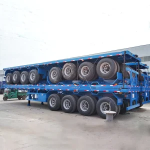 Flatbed 20ft 40ft 45ft Container Semi Truck Trailer 40 80 Tons 4 Axles Flat Bed Cargo Semi Truck Trailer