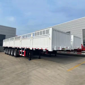 Flatbed Side Wall Semi Trailer 3 Axles 4 Axles 60t 70t Fence Cargo Semi Trailer For Sale
