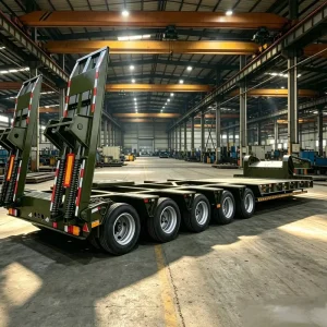 Folding Gooseneck Lowbed Trailer 12R22.5 Tyres 10 Axle Heavy Transport Low Bed Semi Trailer
