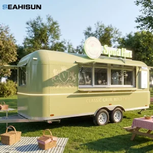 Food Trucks Commercial Kitchen Equipment Tow Bar Trailer Fast Food Restaurant Ice Cream Coffee Snack Food Candy Rust