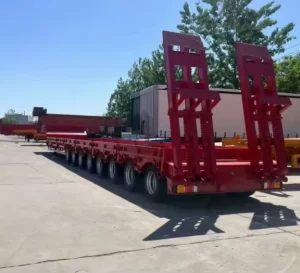 Four Axle Heavy Duty Lowboy Trailer High Load Capacity Semi Trailer for Engineering Equipment Transportation