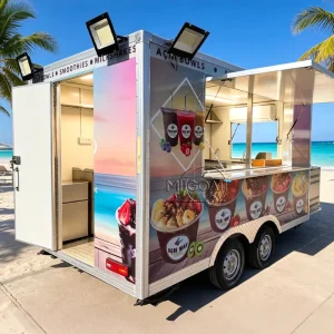Fully Equipped Ice Cream Food Cart Dessert Donuts Fast Food Trailer Commercial Mobile Food Truck with Concession Window