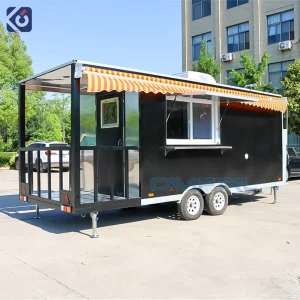 Fully Equipped Mobile Food Trailer Stainless Steel Commercial Kitchen BBQ Concession Food Truck Carts With Porch