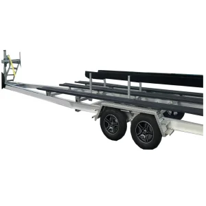 Galvanized Pontoon Boat Trailer Double Axle Silver Frame 2000kg Capacity 6800x2450mm