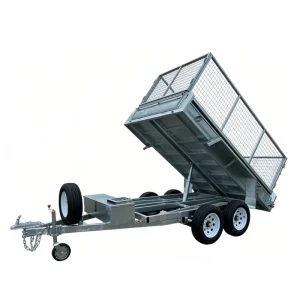 Galvanized Steel Hydraulic Dump Trailer Cage Sides Double Axle Manual Automatic Braking 1500kg Load Capacity