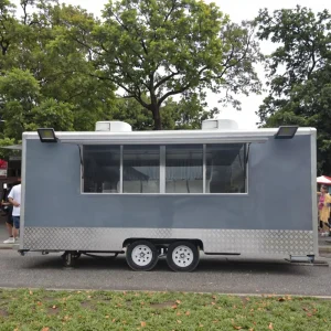 Grey 16ft Commercial Food Van Concession Street Mobile Food Trailer Fully Equipped Taco Hot Dogs Coffee Hamburger BBQ Catering