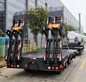 Hardrock Steel Low Bed Semi Trailer for Truck Transporting with 40 120Ton Payload Capacity