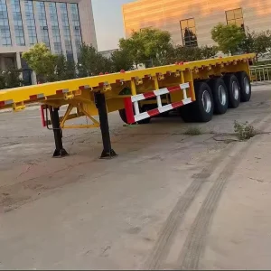 Heavy Construction Transport 4 Axle Flatbed Semi Trailer Load Trailer Air Suspension Optional for Mine Cargo Transportation