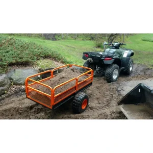Heavy-Duty 1000 LBS Capacity Steel Flatbed ATV Cart Dump Trailer Customizable ATV Trailer Wagon for Motorcycles and ATV
