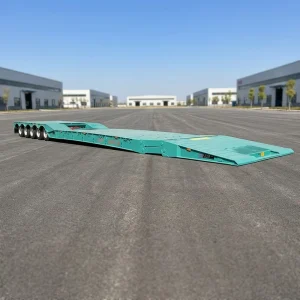 Heavy Duty 150T 5 Axle Oversized Load 19.8m Diesel Power Wireless Control Folding Gooseneck Lowbed Semi Trailer with Dolly