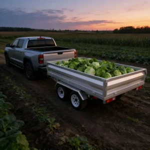 Heavy Duty 2 Axle Steel Farm Dump Trailer 1.5t/2t/3t Capacity Hydraulic Tipping for Agriculture/Garden