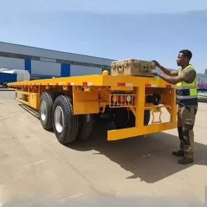 Heavy Duty 2 Axle Straight Beam Flatbed Semi Trailer Factory Price Truck Trailer for Container and Bulk Cargo Transport