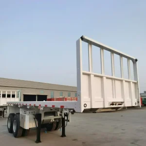 Heavy Duty 2 Axle Straight Beam Flatbed Semi Trailer Truck Trailer for Container and Bulk Cargo Transport