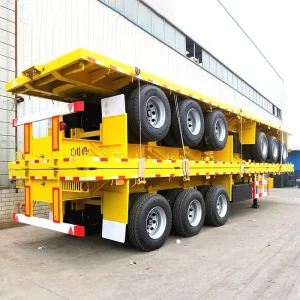 Heavy Duty 3 Axle 50T Q355B Steel 3mm Thick Flatbed Semi Trailer for Container Transport with CE Certification