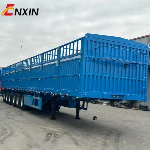 Heavy Duty 3 Axle 60 80T Fence Cargo Semi Trailer Reinforced Steel Stake Trailer For Bulk Grain Livestock Transport