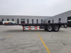 Heavy Duty 3 Axle Flatbed Container Semi Trailer with Leaf Spring Suspension