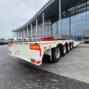 Heavy Duty 3 Axle Hydraulic Removable Gooseneck Steel Semi Trailer 60-80 Ton Low Flatbed Bed Front Loader Truck Trailers