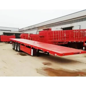 Heavy Duty 3 Axle Steel Flatbed Semi Trailer 50 Tons Capacity 30ft 40ft Container Truck Trailers