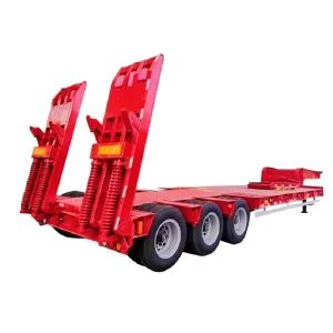 Heavy-Duty 3-Axle Steel Lowboy Semi-Trailer Truck Trailers Export Quality Stable Performance Global Shipping