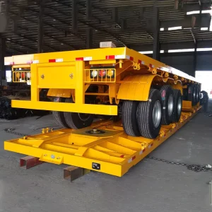 Heavy Duty 3 Axle Straight Beam Flatbed Semi Trailer Truck Trailer for Container and Bulk Cargo Transport