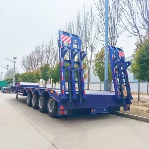 Heavy Duty 3 Axles 4 Axles Lowboy Trailer 60 80 Tons Lowbed Low Bed Truck Semi Trailer