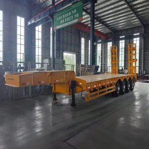 Heavy Duty 3 Axles 60 80 100 Tons Lowbed Semi Trailer