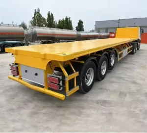 Heavy Duty 3 Axles Flatbed Semi Trailer 40FT Flatbed Truck Trailer 20FT Container Flatbed Semi Trailer with Front Guard Panel