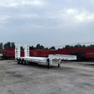 Heavy Duty 3 Axles Low Boy Flat Bed Excavator 40 Ton 60ton 12 Wheels Low Bed Gooseneck Chassis Semi Truck Trailer