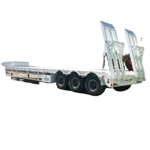 Heavy Duty 3 Axles Lowboy Trailer 60 80 100 Tons Lowbed Low Bed Truck Semi Trailer