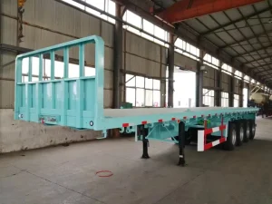 Heavy Duty 3 Axles Steel Flatbed Semi Trailer 40FT 60T Capacity Truck Trailer with Front Guard Panel