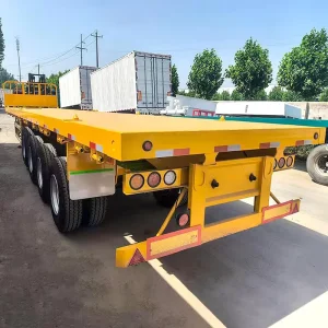Heavy Duty 3 Axles Truck Trailer 13m 40FT Container Carrying Trailer Flatbed Semi Trailer