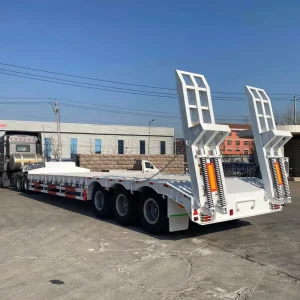Heavy Duty 3 Line 6 Axle 120t Load Low Bed Trailer Transport Oversized Cargo Container Lowbed Semi Trailer