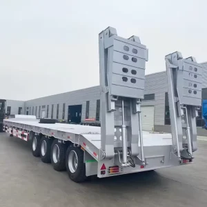 Heavy Duty 3 or 4 Axle Gooseneck Lowbed Semi Trailer 60 80 100 Tons Capacity New Steel Low Bed Semi Trailer