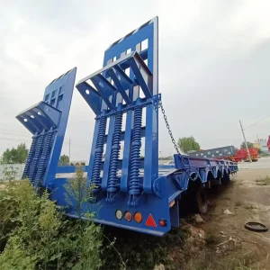 Heavy Duty 30-100tons 4 Axle Steel Low Bed Semi Trailer Truck Trailers for Excavator Transport