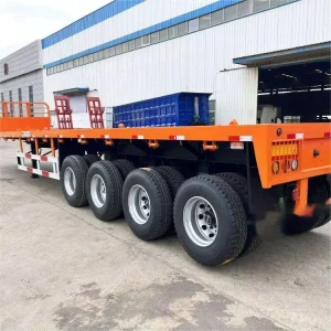 Heavy Duty 4 Axle Flatbed Trailer 40ft Container Platform Semi Trailer for Oversized Equipment Transportation
