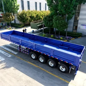 Heavy Duty 4 Axle Sidewall Semi Trailer with 12500x2500mm Size 60 Ton Payload