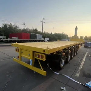 Heavy Duty 5 Axle Flatbed Semi Trailer 40 60 Tons Capacity New 30ft 40ft Container Truck Trailers