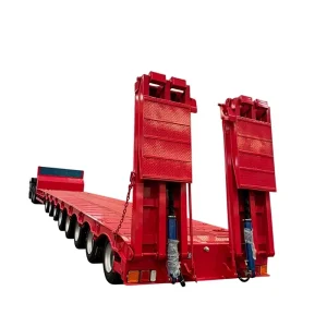 Heavy Duty 8 Axle Steel 120 Ton Lowbed Semi Trailer with Hydraulic Ramp for Transport
