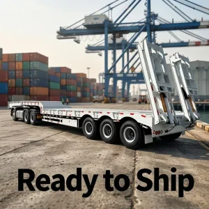 Heavy Duty 8 Axle Steel Gooseneck Lowbed Semi Trailer with 100 Ton Max Payload for Heavy Equipment Transport