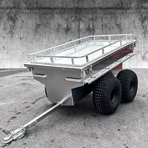 Heavy Duty Aluminum Utility Trailer High Capacity Open Top Design Reinforced Frame Off Road Hauling Cargo Transport Outdoor Work