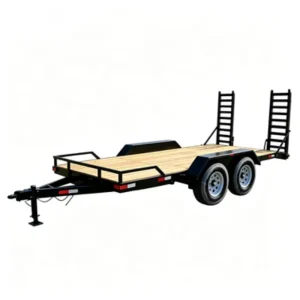 Heavy Duty Car Trailer with Ramps 2-Axle Flatbed for Auto Hauling Durable Wood Deck Equipment Trailer