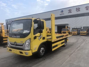 Heavy Duty Diesel Tow Truck Manual Transmission 7 Ton Excavator Capable Triple-Position Loading Plate Trailer Towing Three